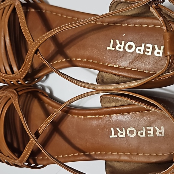 Women's Report Cruz Brown Leather Flat Sandals Size 8 #S-210 - Picture 6 of 8